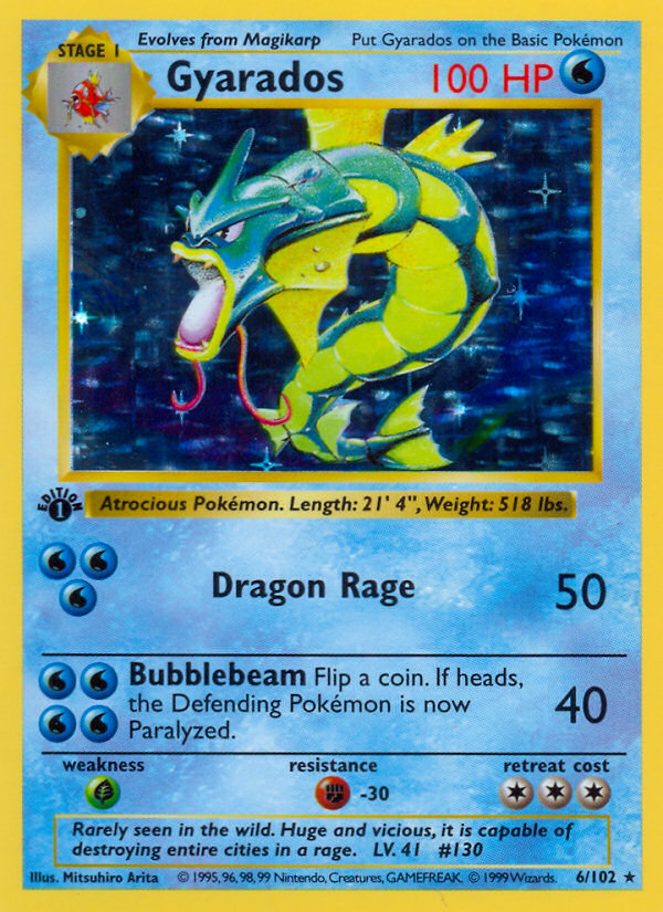 Gyarados (6/102) (Shadowless) [Base Set 1st Edition] | Gamers Paradise