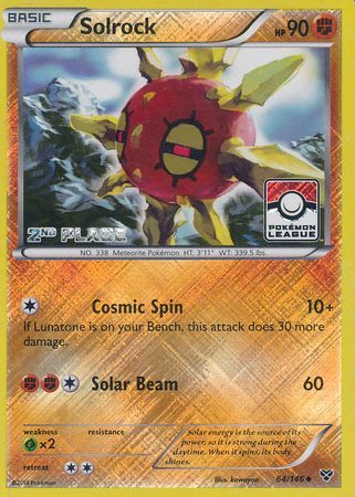 Solrock (64/146) (2nd Place League Challenge Promo) [XY: Base Set] | Gamers Paradise