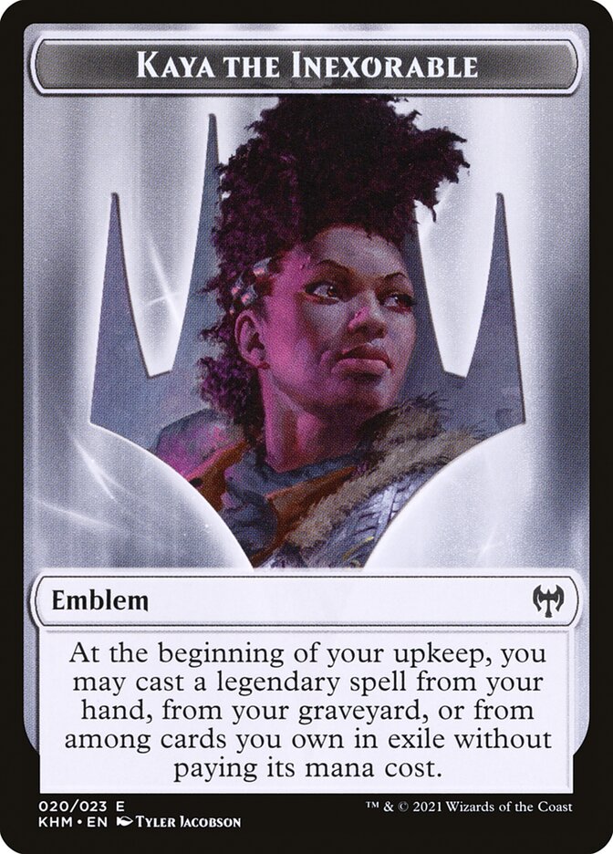 Human Warrior // Kaya, the Inexorable Emblem Double-Sided Token [Kaldheim Tokens] | Gamers Paradise