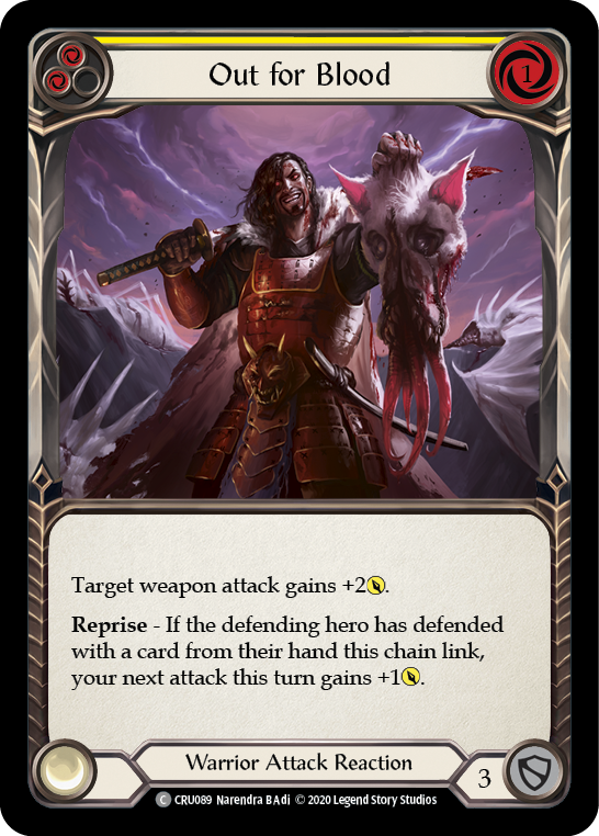 Out for Blood (Yellow) [CRU089] 1st Edition Rainbow Foil | Gamers Paradise