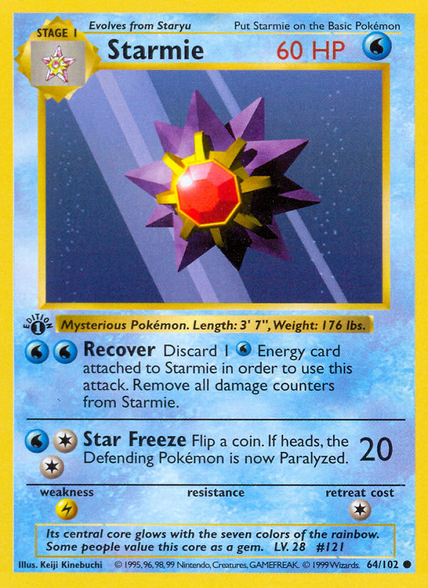 Starmie (64/102) (Shadowless) [Base Set 1st Edition] | Gamers Paradise