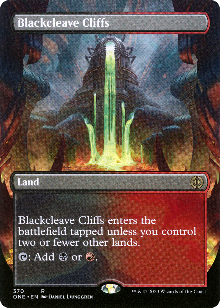 Blackcleave Cliffs (Borderless Alternate Art) [Phyrexia: All Will Be One] | Gamers Paradise