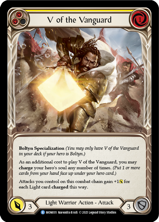 V of the Vanguard [MON035-RF] 1st Edition Rainbow Foil | Gamers Paradise