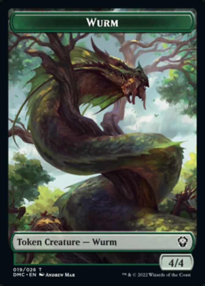 Bird (002) // Wurm Double-Sided Token [Dominaria United Tokens] | Gamers Paradise