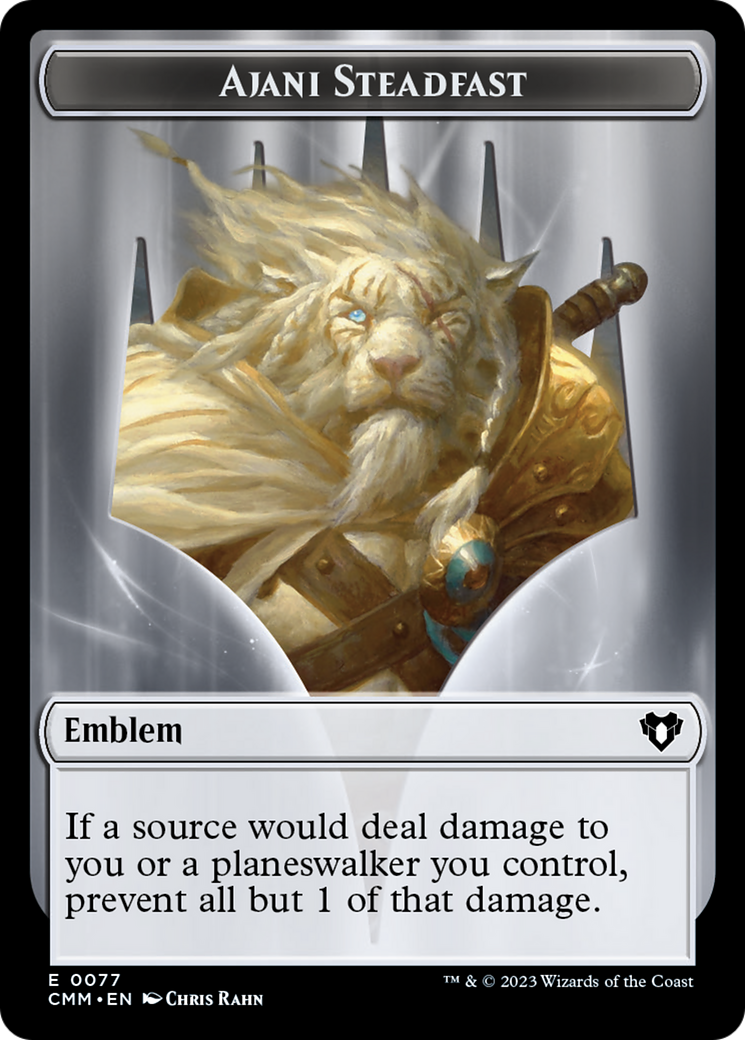 Ajani Steadfast Emblem // Wizard Double-Sided Token [Commander Masters Tokens] | Gamers Paradise