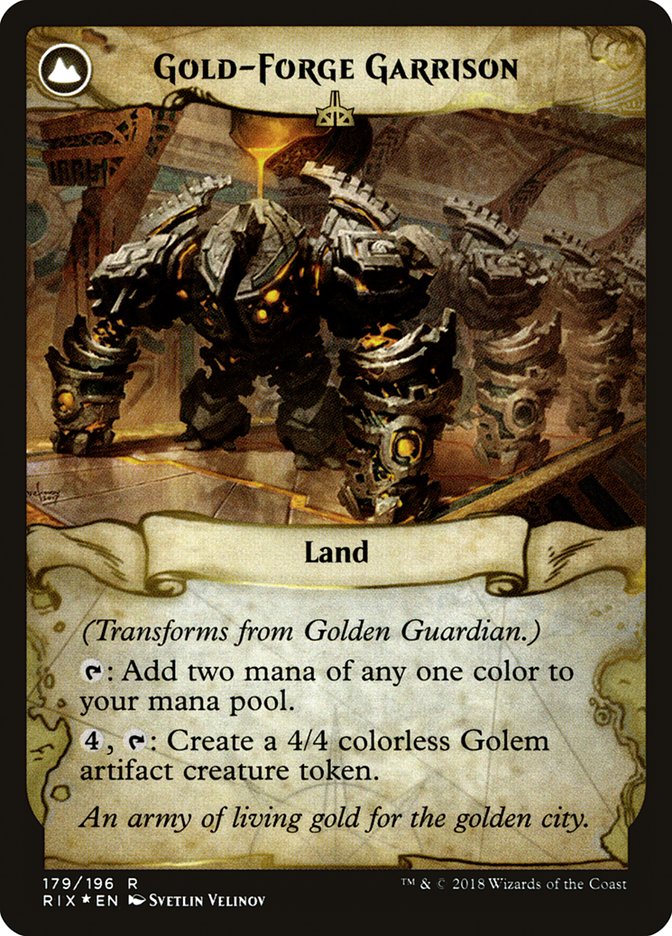 Golden Guardian // Gold-Forge Garrison [Rivals of Ixalan Prerelease Promos] | Gamers Paradise