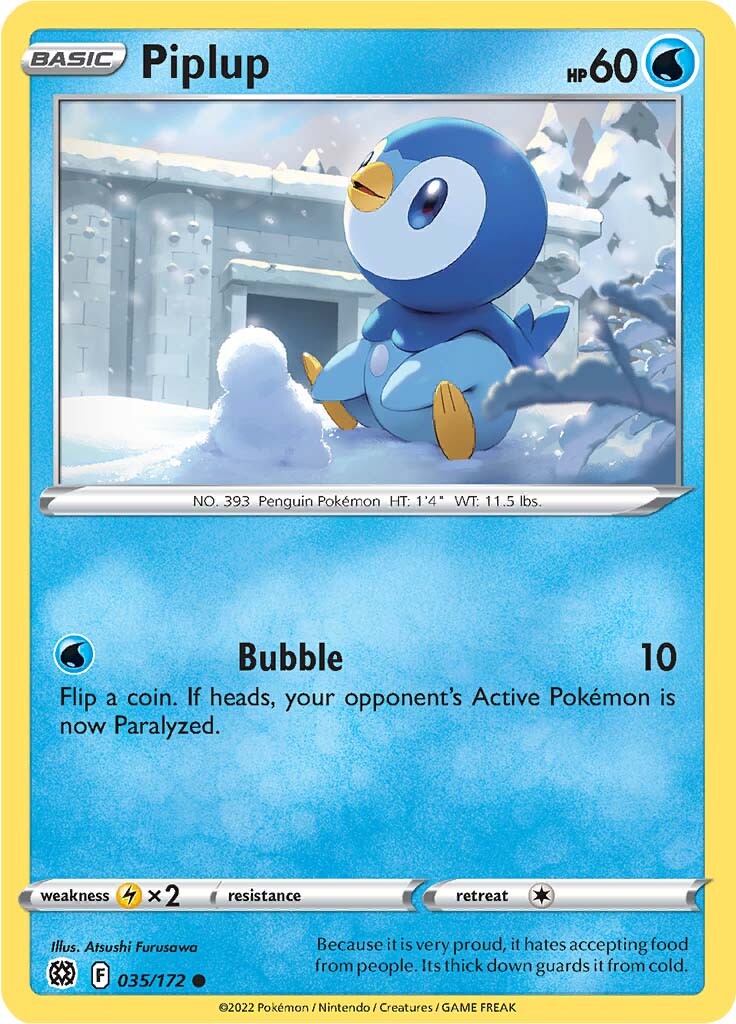 Piplup (035/172) [Sword & Shield: Brilliant Stars] | Gamers Paradise