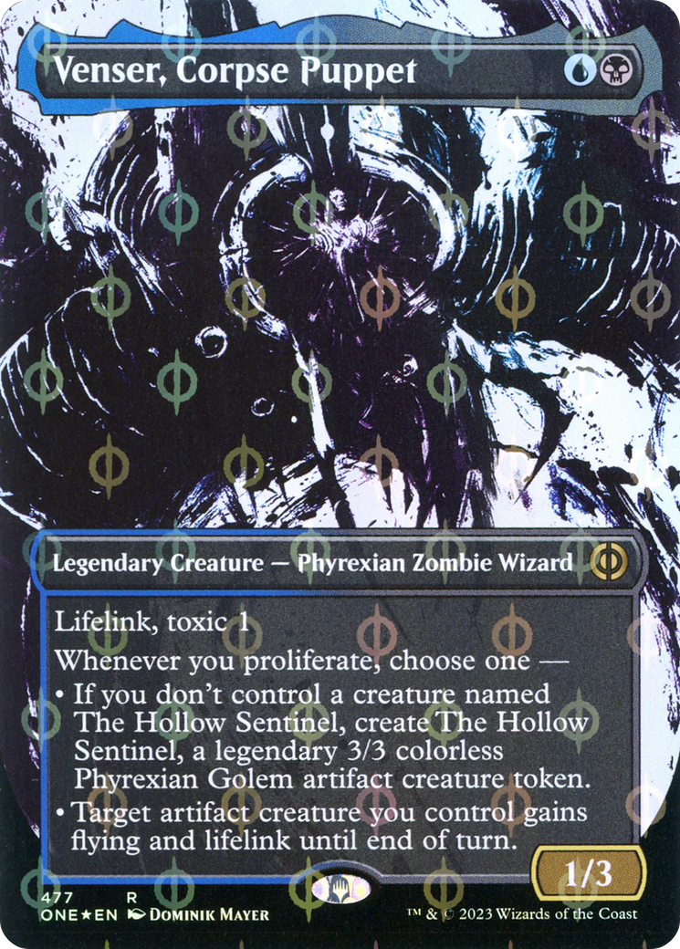 Venser, Corpse Puppet (Borderless Ichor Step-and-Compleat Foil) [Phyrexia: All Will Be One] | Gamers Paradise