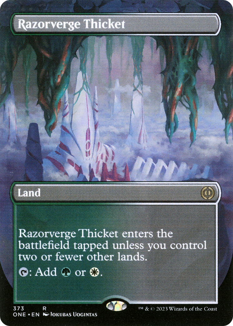 Razorverge Thicket (Borderless Alternate Art) [Phyrexia: All Will Be One] | Gamers Paradise
