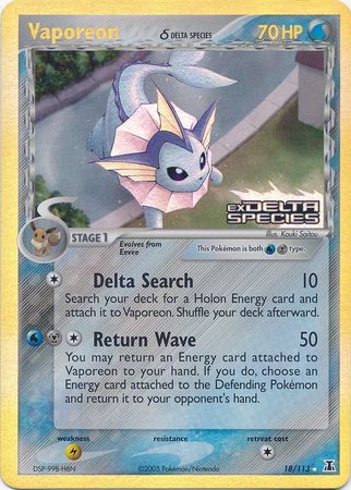 Vaporeon (18/113) (Delta Species) (Stamped) [EX: Delta Species] | Gamers Paradise