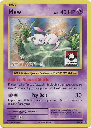 Mew (53/108) (League Promo 4th Place) [XY: Evolutions] | Gamers Paradise