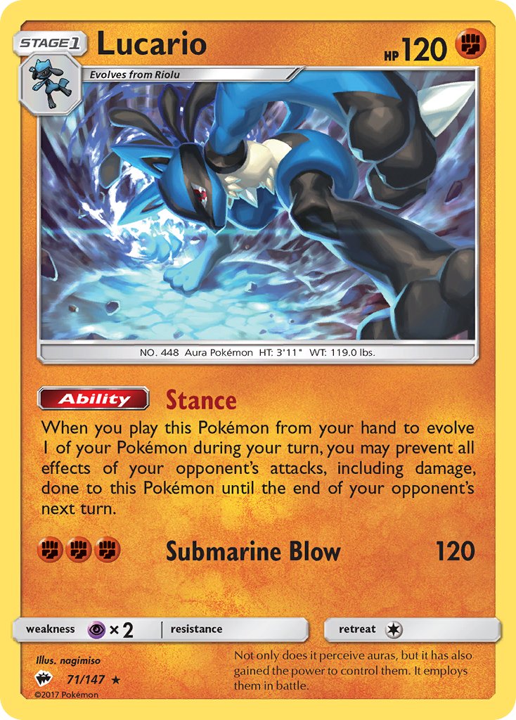 Lucario (71/147) (Theme Deck Exclusive) [Sun & Moon: Burning Shadows] | Gamers Paradise