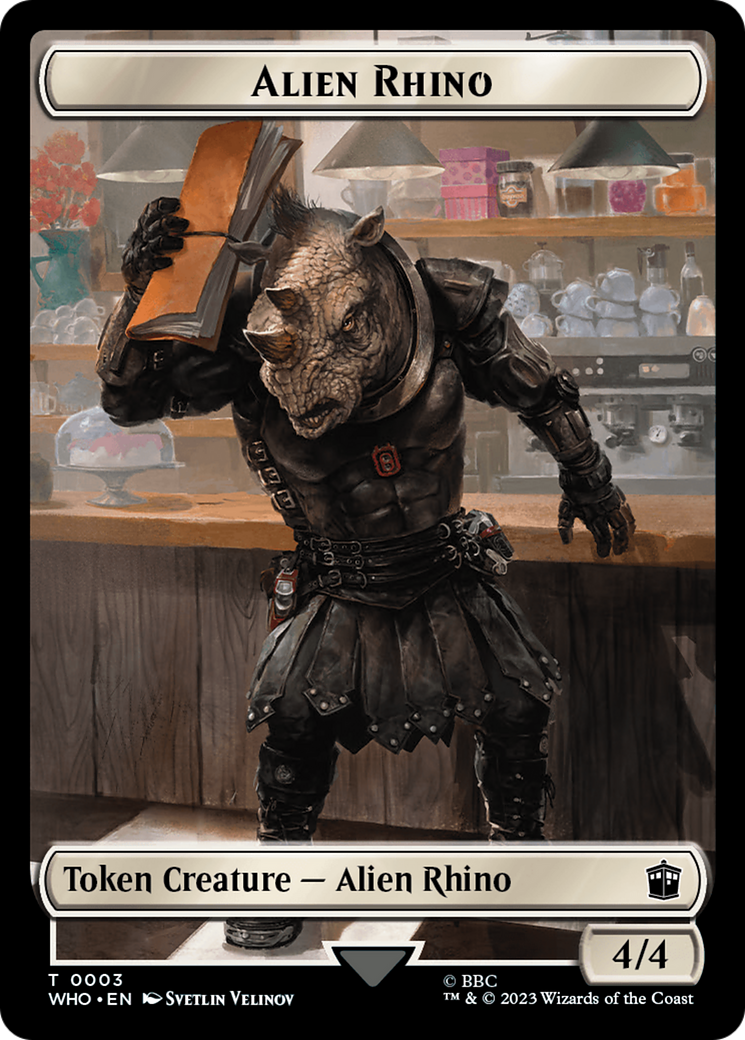 Alien Rhino // Alien Salamander Double-Sided Token (Surge Foil) [Doctor Who Tokens] | Gamers Paradise