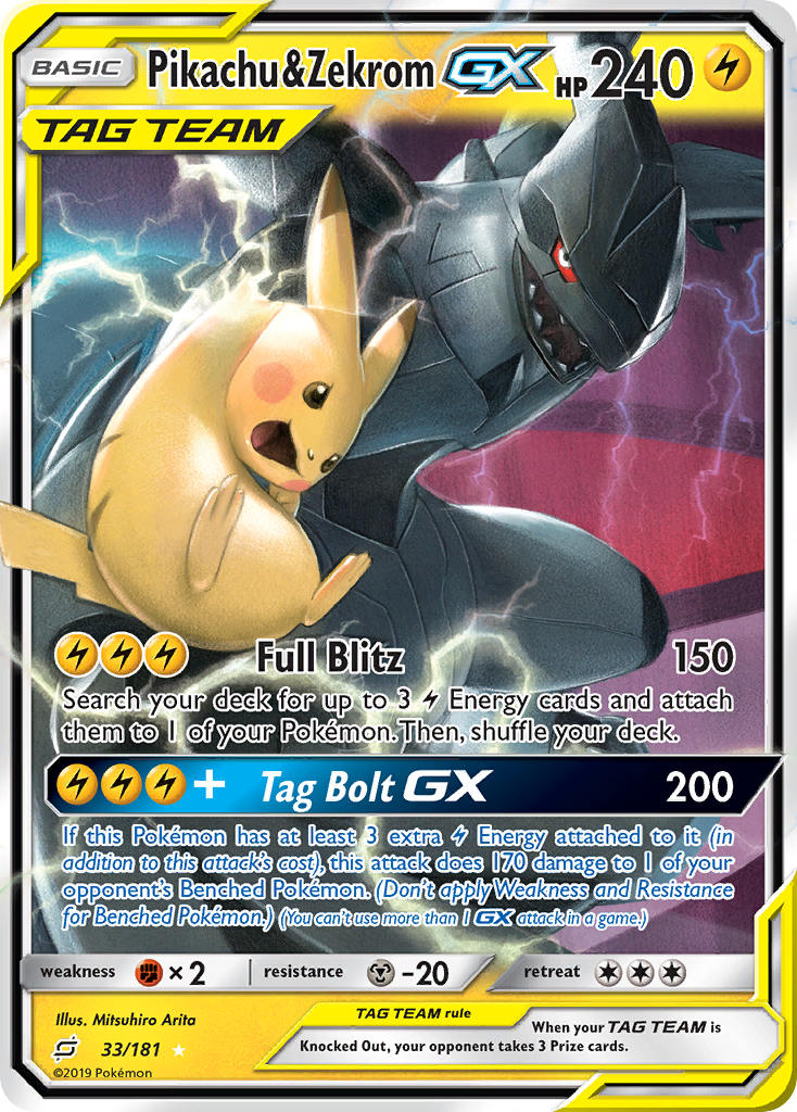 Pikachu & Zekrom GX (33/181) [Sun & Moon: Team Up] | Gamers Paradise