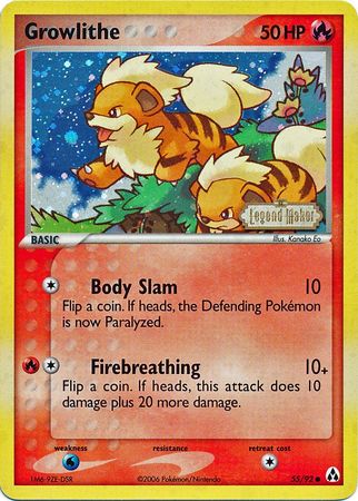 Growlithe (55/92) (Stamped) [EX: Legend Maker] | Gamers Paradise