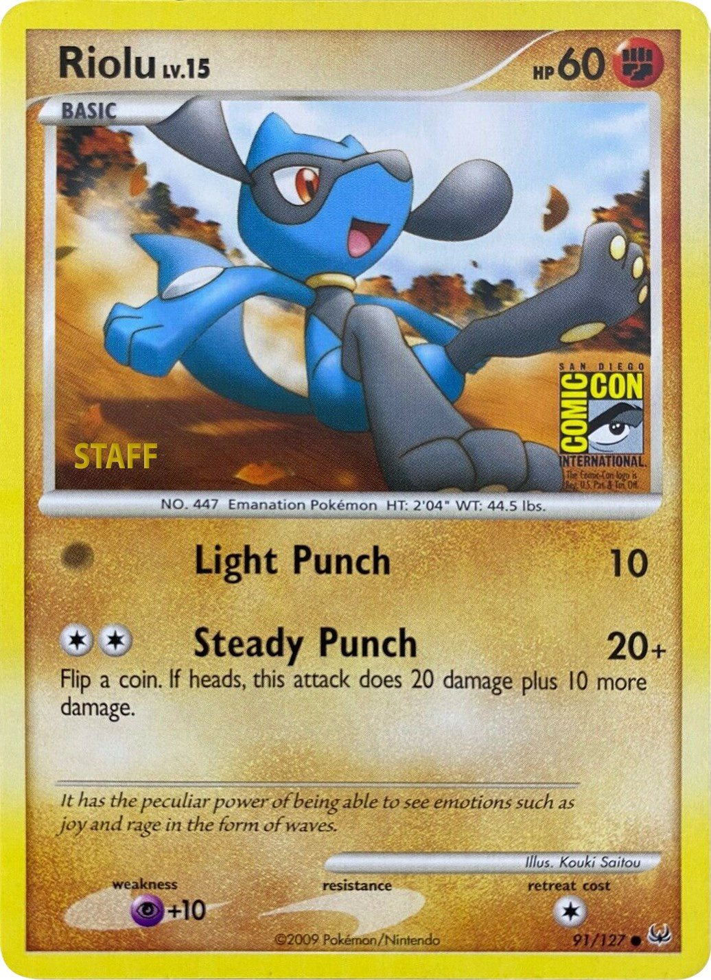 Riolu (91/127) (SDCC 2009) (Staff) [Platinum: Base Set] | Gamers Paradise