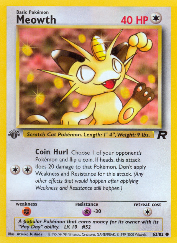 Meowth (62/82) [Team Rocket 1st Edition] | Gamers Paradise