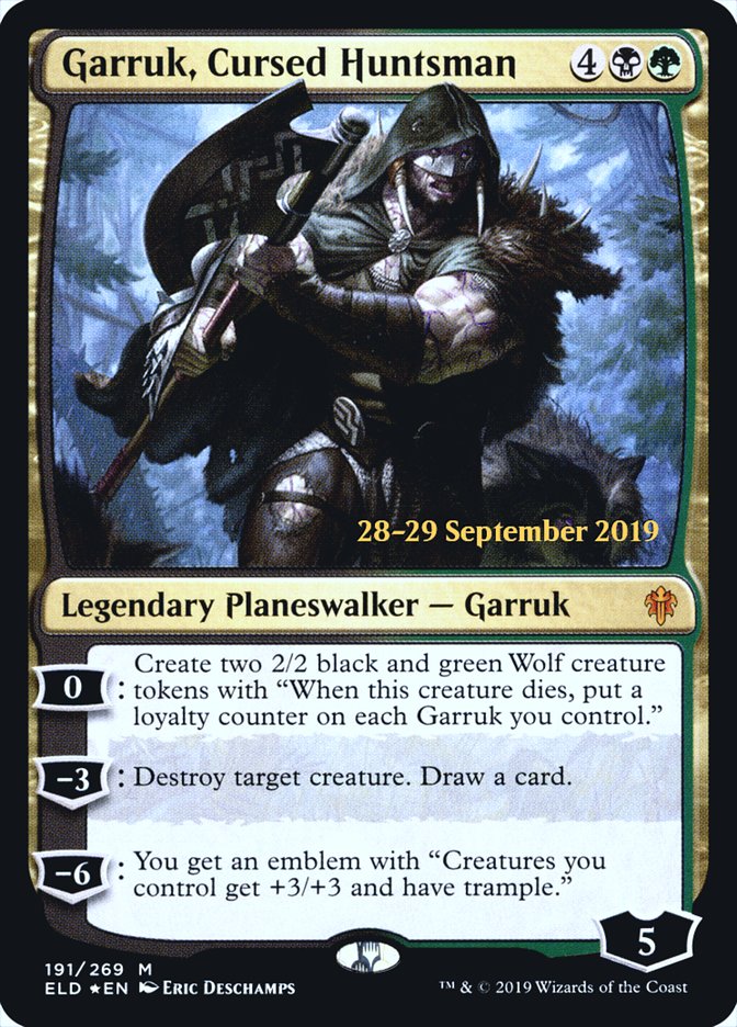 Garruk, Cursed Huntsman [Throne of Eldraine Prerelease Promos] | Gamers Paradise