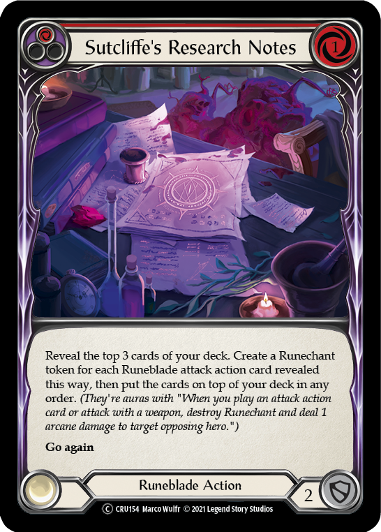 Sutcliffe's Research Notes (Red) [U-CRU154-RF] Unlimited Rainbow Foil | Gamers Paradise