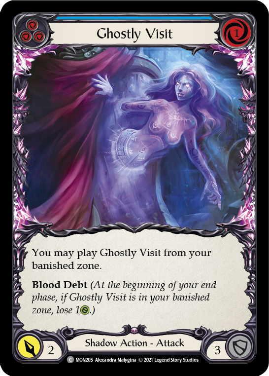 Ghostly Visit (Blue) [MON205-RF] 1st Edition Rainbow Foil | Gamers Paradise