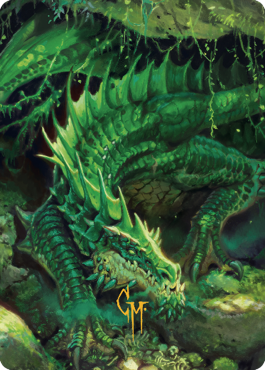 Lurking Green Dragon Art Card (Gold-Stamped Signature) [Commander Legends: Battle for Baldur's Gate Art Series] | Gamers Paradise