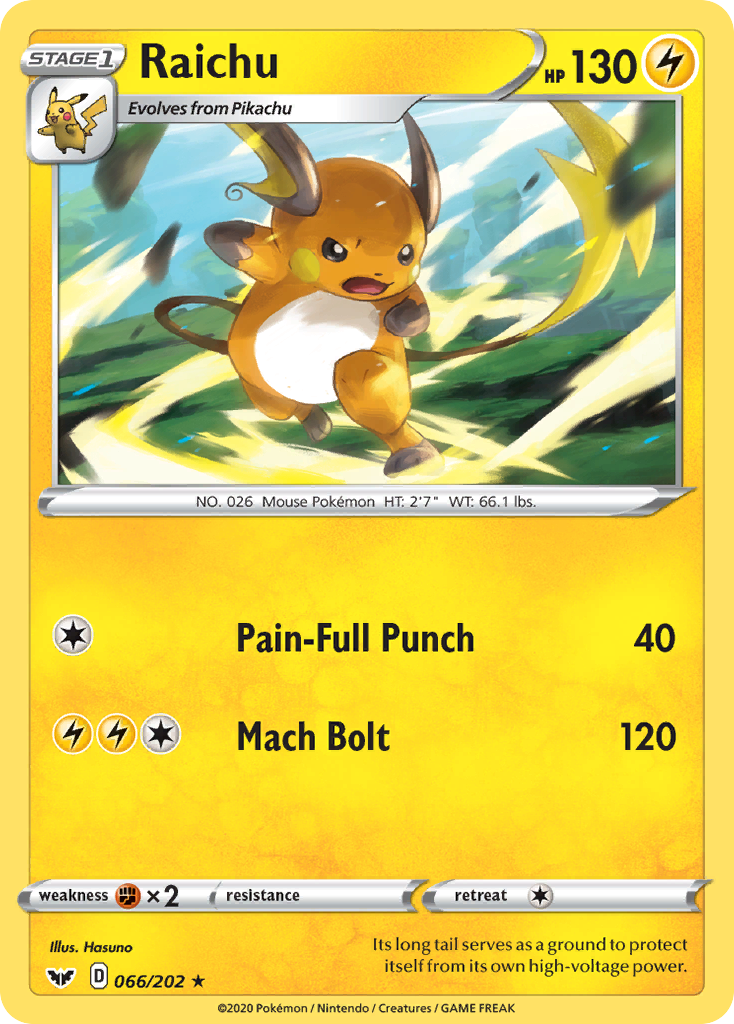 Raichu (066/202) [Sword & Shield: Base Set] | Gamers Paradise