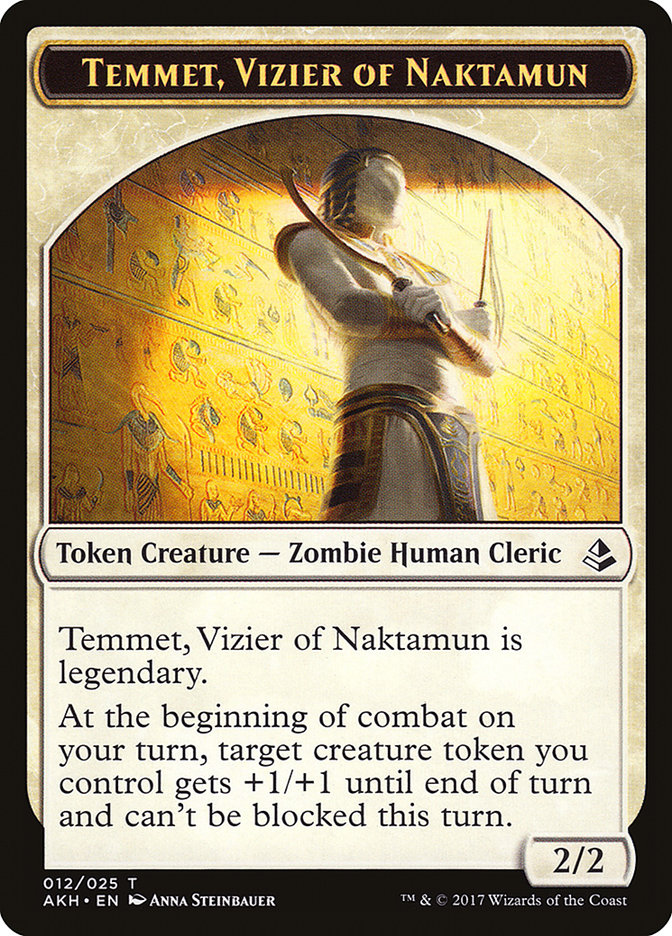 Temmet, Vizier of Naktamun // Zombie Double-Sided Token [Amonkhet Tokens] | Gamers Paradise