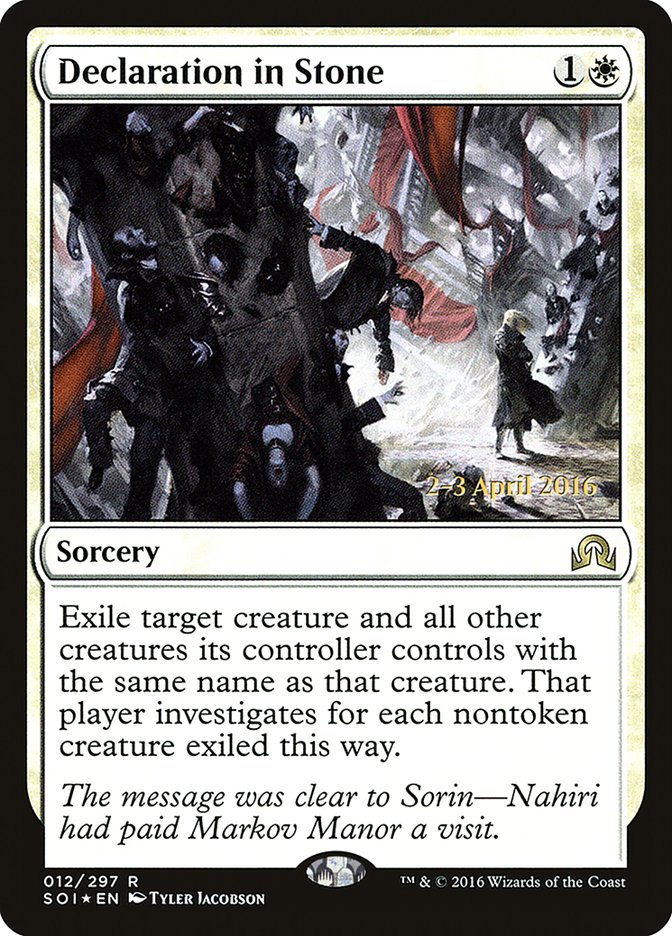 Declaration in Stone [Shadows over Innistrad Prerelease Promos] | Gamers Paradise