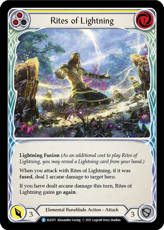 Rites of Lightning (Yellow) [ELE071] (Tales of Aria)  1st Edition Rainbow Foil | Gamers Paradise