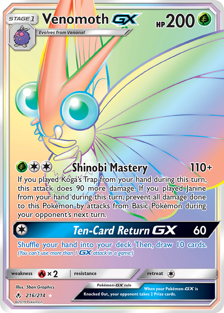 Venomoth GX (216/214) [Sun & Moon: Unbroken Bonds] | Gamers Paradise