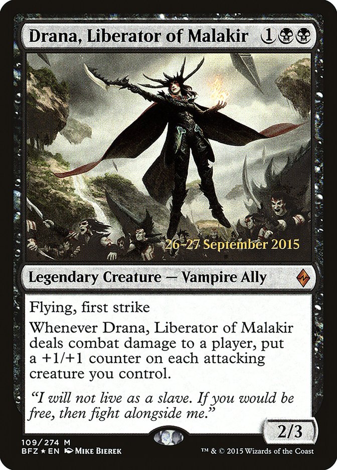 Drana, Liberator of Malakir [Battle for Zendikar Prerelease Promos] | Gamers Paradise