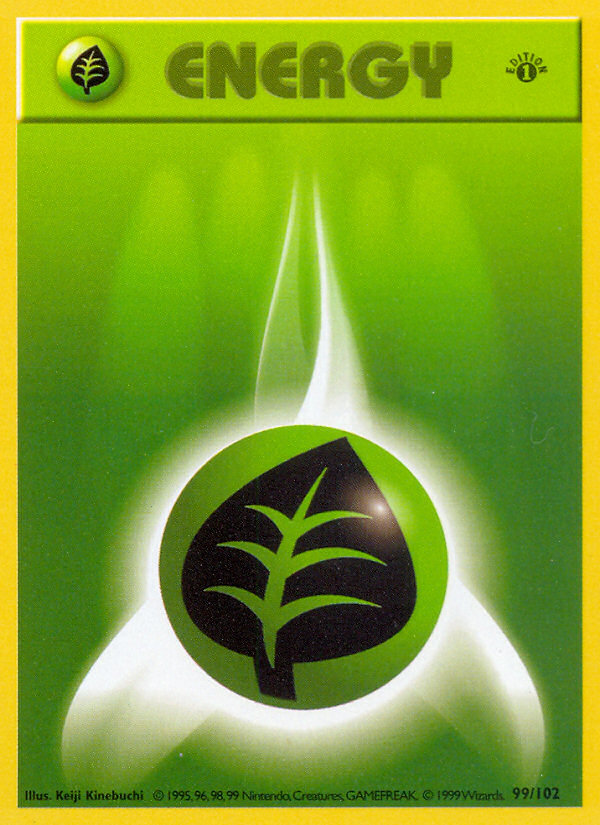 Grass Energy (99/102) (Shadowless) [Base Set 1st Edition] | Gamers Paradise