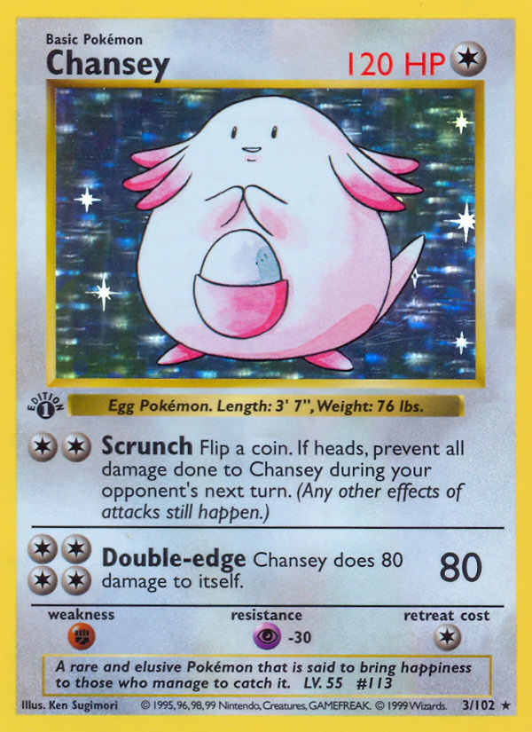 Chansey (3/102) (Shadowless) [Base Set 1st Edition] | Gamers Paradise