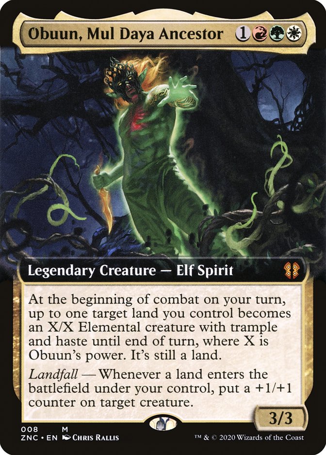 Obuun, Mul Daya Ancestor (Extended Art) [Zendikar Rising Commander] | Gamers Paradise