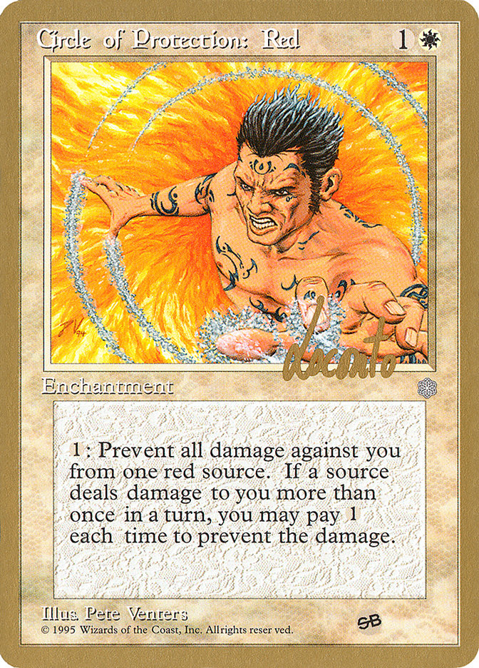 Circle of Protection: Red (Michael Loconto) (SB) (ICE) [Pro Tour Collector Set] | Gamers Paradise