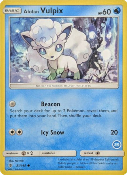 Alolan Vulpix (21/145) (Deck Exclusive #29) [Sun & Moon: Trainer Kit - Alolan Ninetales] | Gamers Paradise