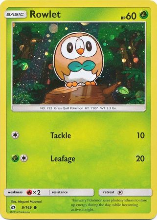 Rowlet (9/149) (Cosmos Holo) [Sun & Moon: Base Set] | Gamers Paradise