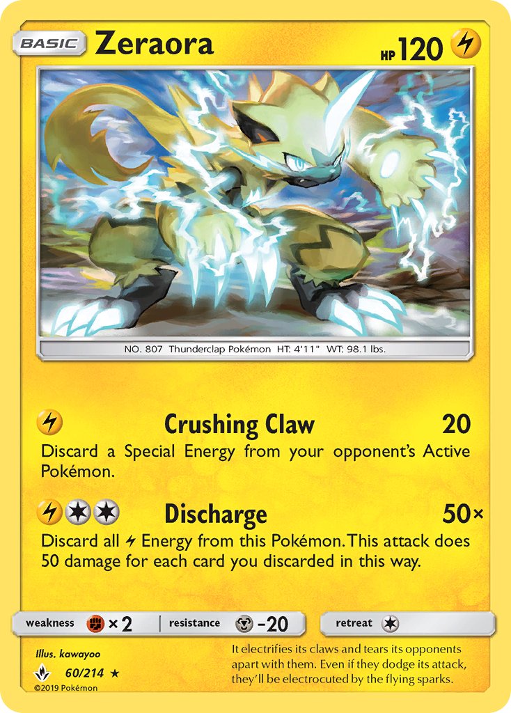 Zeraora (60/214) (Cracked Ice Holo) (Theme Deck Exclusive) [Sun & Moon: Unbroken Bonds] | Gamers Paradise