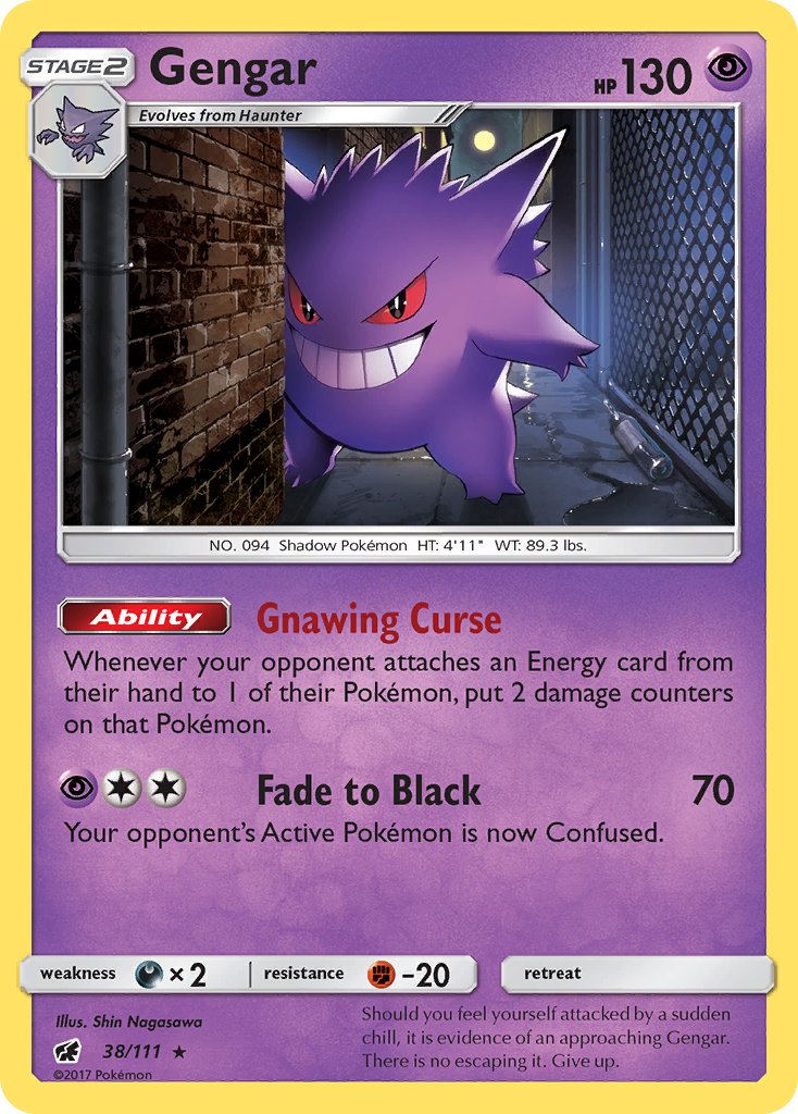 Gengar (38/111) (Prerelease Kit Exclusive) (Theme Deck Exclusive) [Sun & Moon: Crimson Invasion] | Gamers Paradise