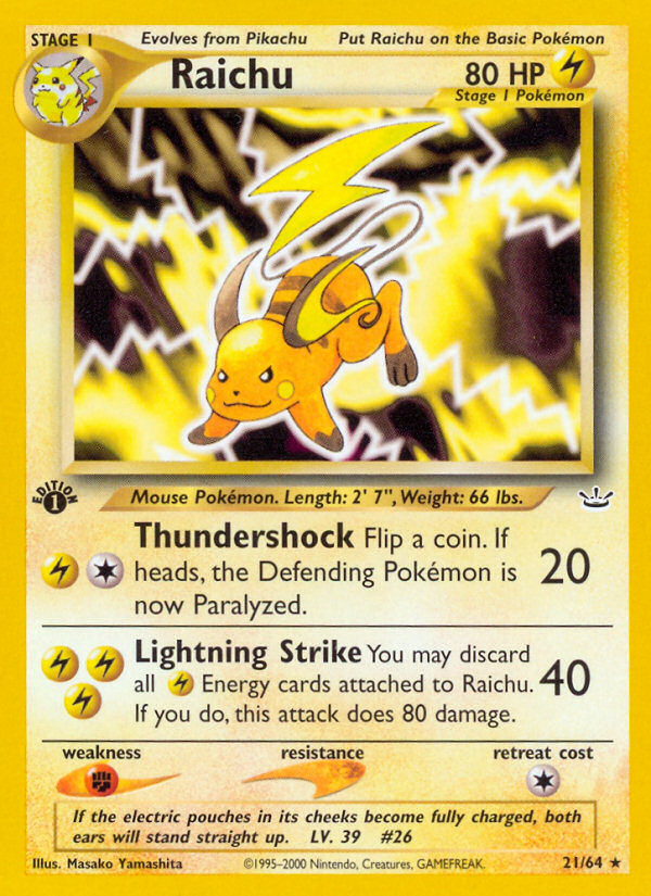 Raichu (21/64) [Neo Revelation 1st Edition] | Gamers Paradise