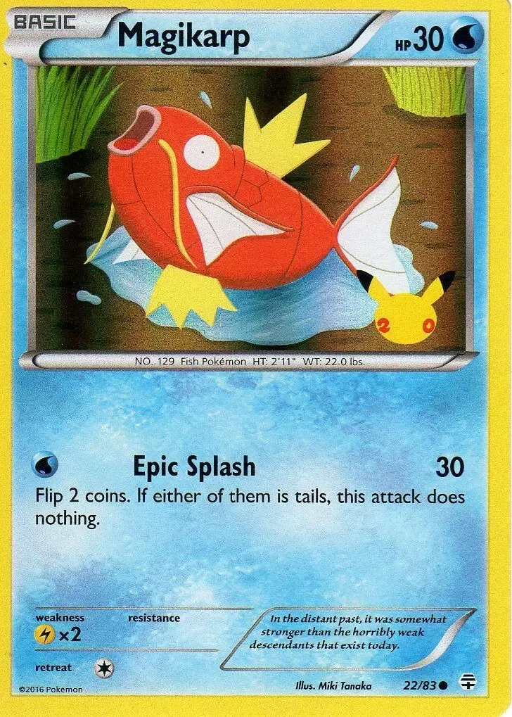 Magikarp (22/83) (20th Anniversary Stamp) [XY: Generations] | Gamers Paradise