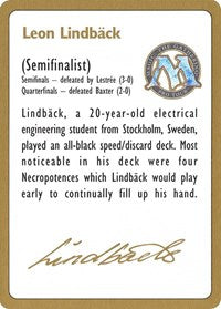1996 Leon Lindback Biography Card [World Championship Decks] | Gamers Paradise