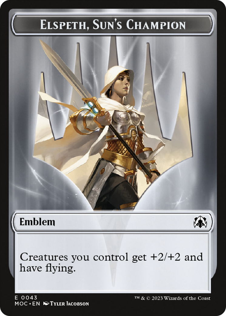 Warrior // Elspeth, Sun's Champion Emblem Double-Sided Token [March of the Machine Commander Tokens] | Gamers Paradise