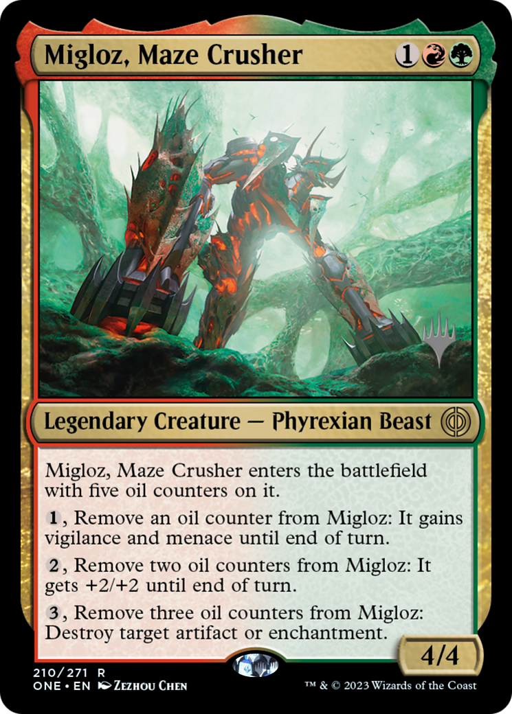 Migloz, Maze Crusher (Promo Pack) [Phyrexia: All Will Be One Promos] | Gamers Paradise