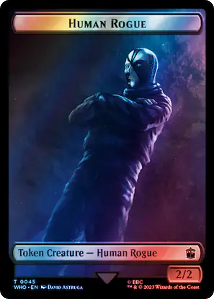 Human Rogue // Dinosaur Double-Sided Token (Surge Foil) [Doctor Who Tokens] | Gamers Paradise