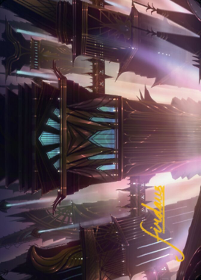 Skybridge Towers Art Card (Gold-Stamped Signature) [Streets of New Capenna Art Series] | Gamers Paradise