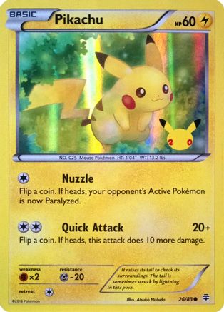 Pikachu (26/83) (20th Anniversary) [XY: Generations] | Gamers Paradise