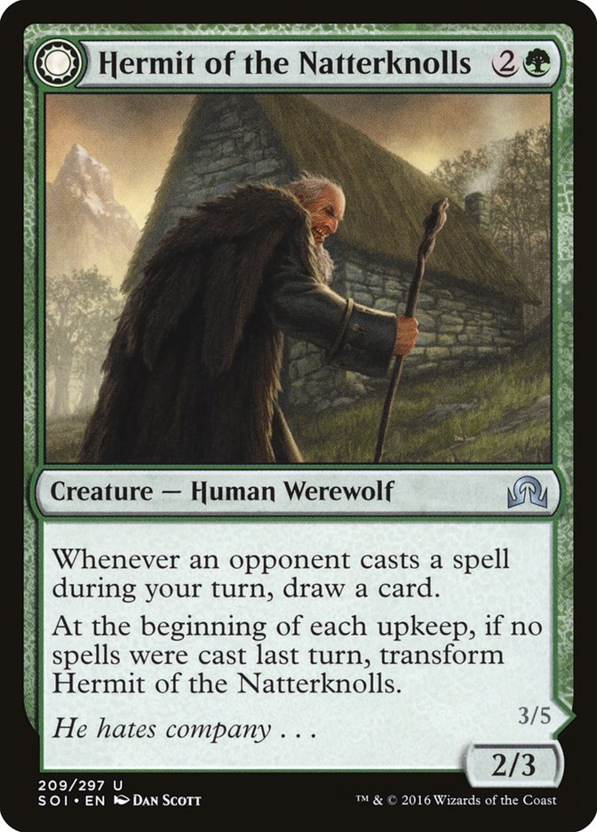 Hermit of the Natterknolls // Lone Wolf of the Natterknolls [Shadows over Innistrad] | Gamers Paradise