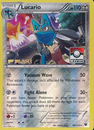 Lucario (63/124) (League Promo 1st Place) [XY: Fates Collide] | Gamers Paradise