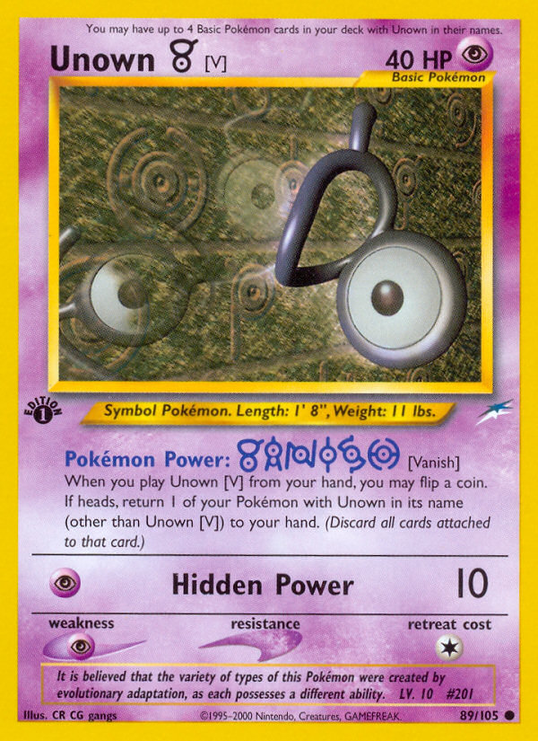 Unown [V] (89/105) [Neo Destiny 1st Edition] | Gamers Paradise